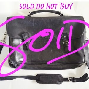 Pickett By Tusting London Vintage Black Leather Briefcase Laptop Messenger Bag